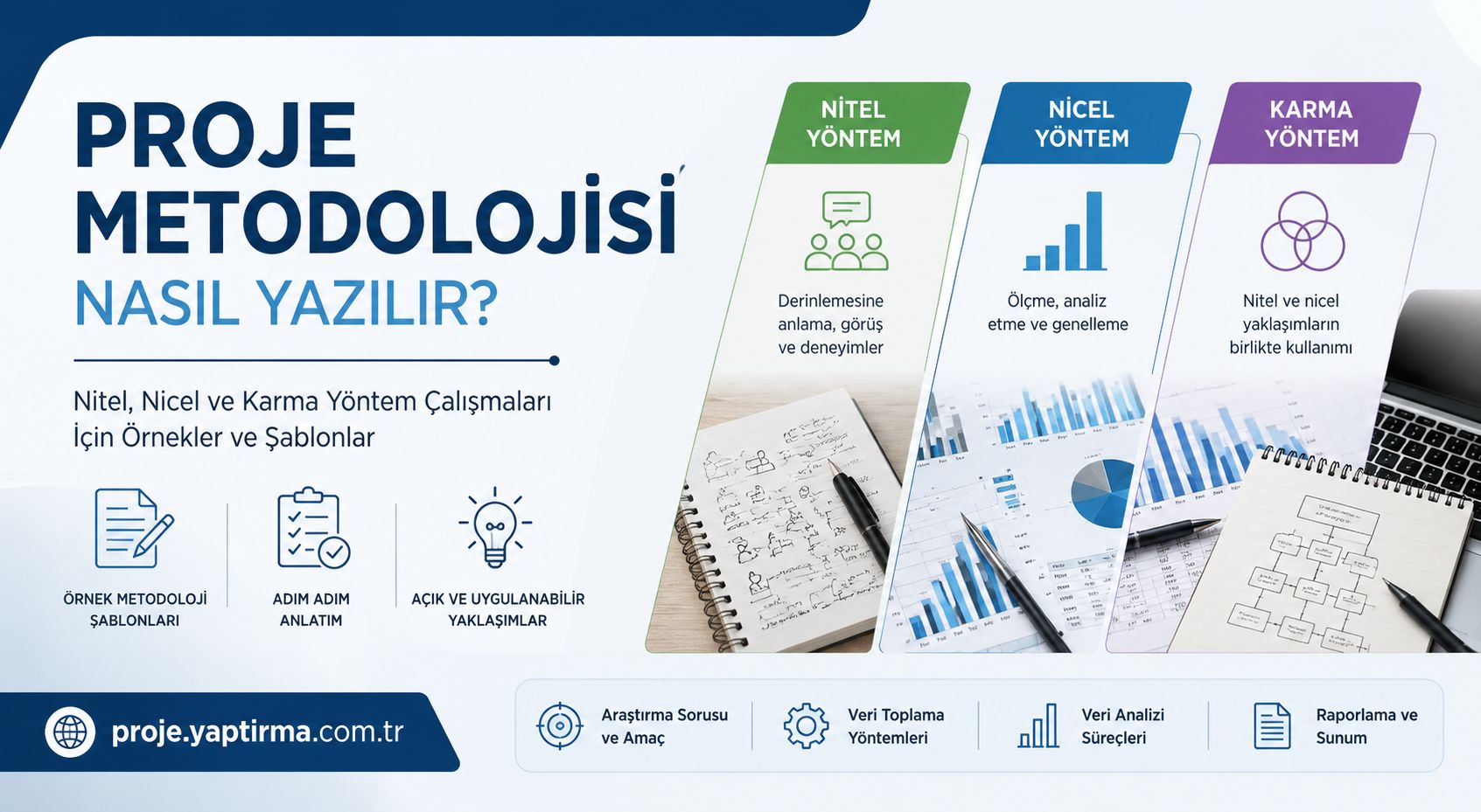 Read more about the article Proje Metodolojisi Nasıl Yazılır? Nitel, Nicel ve Karma Yöntem Çalışmaları İçin Örnekler ve Şablonlar